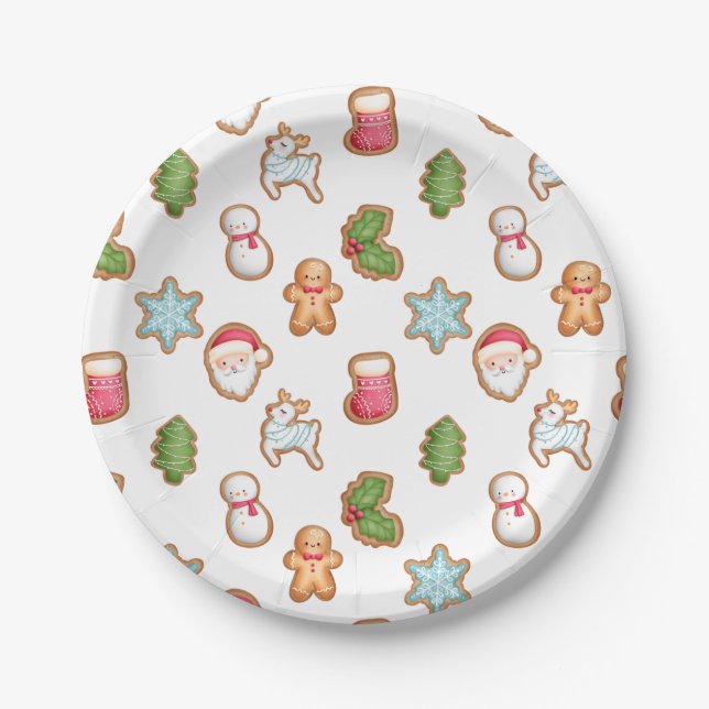 Christmas Cookie Paper Plates, holiday party plate (Front)