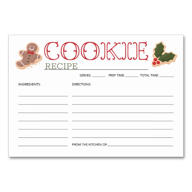 Christmas Cookie Party Recipe Card (Front)