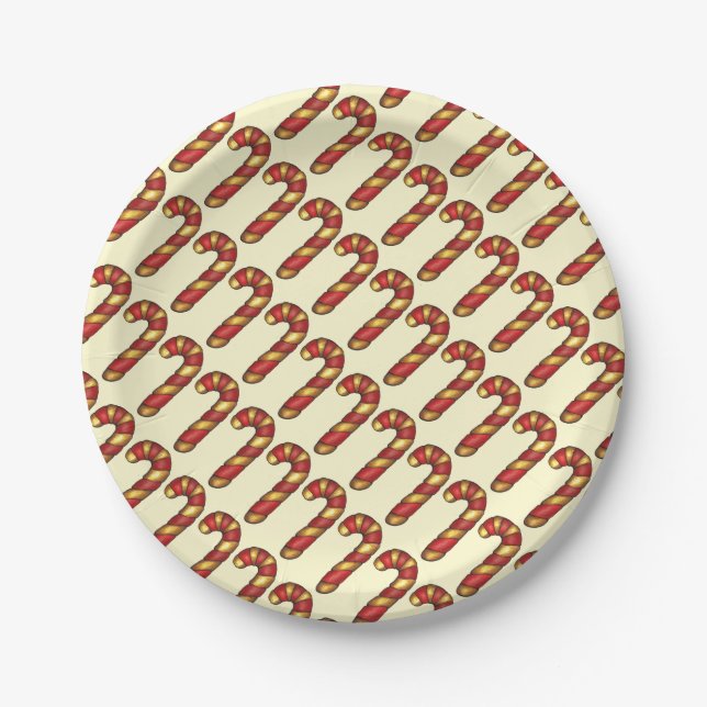 Christmas Cookie Peppermint Candy Cane Holiday Paper Plate (Front)