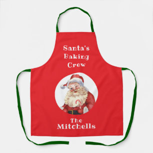 Christmas Cookie Retro Santa's Baking Crew Unisex Apron