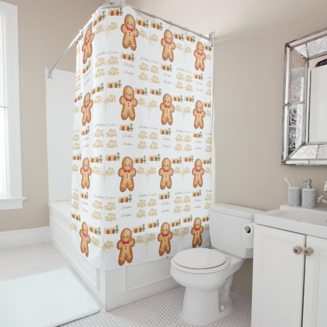 Christmas cookie shower curtain (In Situ)