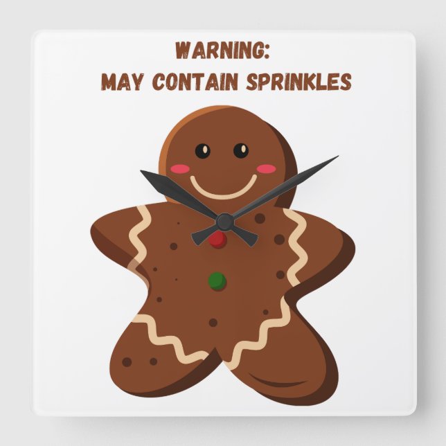 Christmas cookie square wall clock (Front)