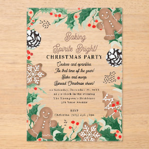 Christmas Cookie Swap Baking Spirits Bright Acrylic Invitations