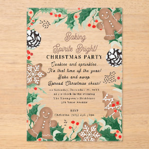 Christmas Cookie Swap Baking Spirits Bright Acrylic Invitations