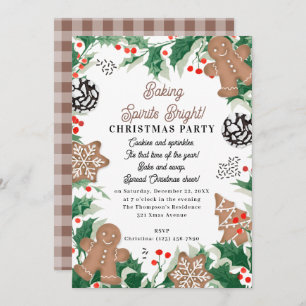 Christmas Cookie Swap Baking Spirits Bright Invitation