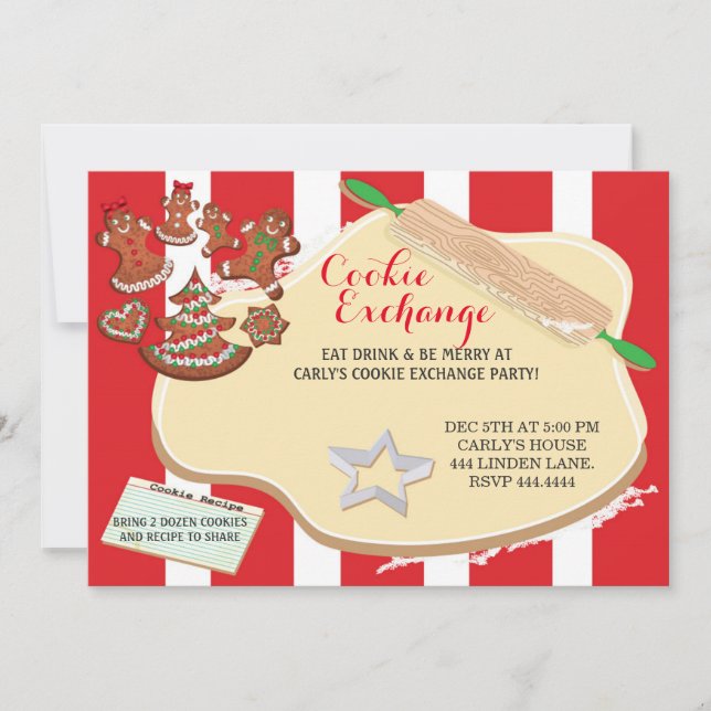 Christmas Cookie Swap Exchange Party Invitations (Front)