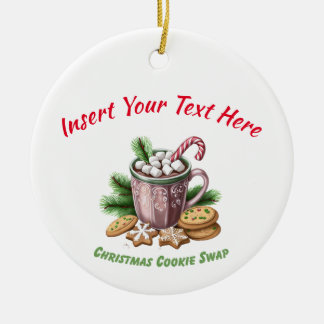 Christmas Cookie Swap - Hot Cocoa Design Ceramic Tree Decoration