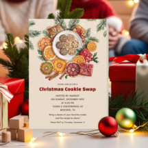 Christmas Cookie Swap Invitation Card Holiday Dece