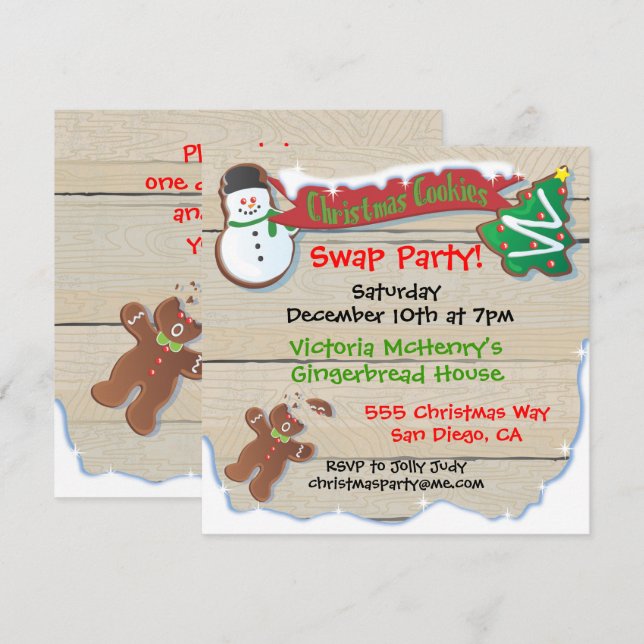 Christmas Cookie Swap Party Invitation (Front/Back)