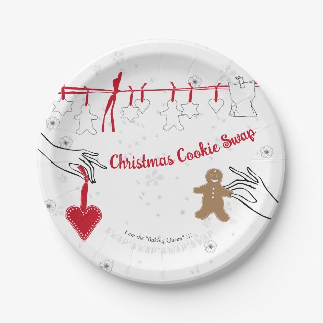 Christmas Cookie Swap Party Paper Plate (Front)