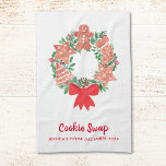 Christmas Cookie Swap Tea Towel<br><div class="desc">This Cookie Swap kitchen towel is decorated with a watercolor wreath of Christmas cookies and seasonal greenery.
Easily customisable.
Original Watercolor © Michele Davies.</div>