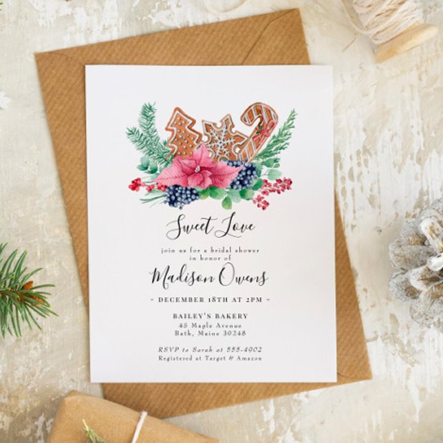 Christmas Cookie Sweet Love Holiday Bridal Shower Invitation (Creator Uploaded)