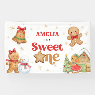 Christmas Cookie Sweet One 1st Birthday Party Banner
