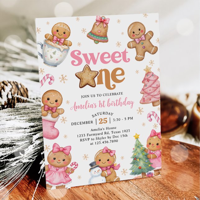 Christmas Cookie Sweet One 1st Birthday Party Invitation (Creator Uploaded)