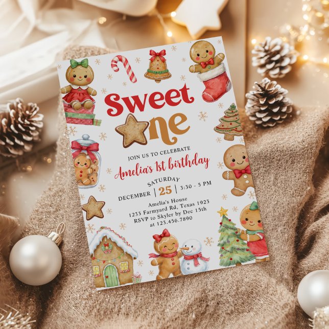 Christmas Cookie Sweet One 1st Birthday Party Invitation (Creator Uploaded)