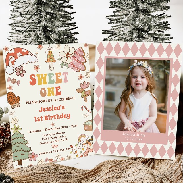 Christmas Cookie Sweet One 1st Birthday Party Invitation (Creator Uploaded)