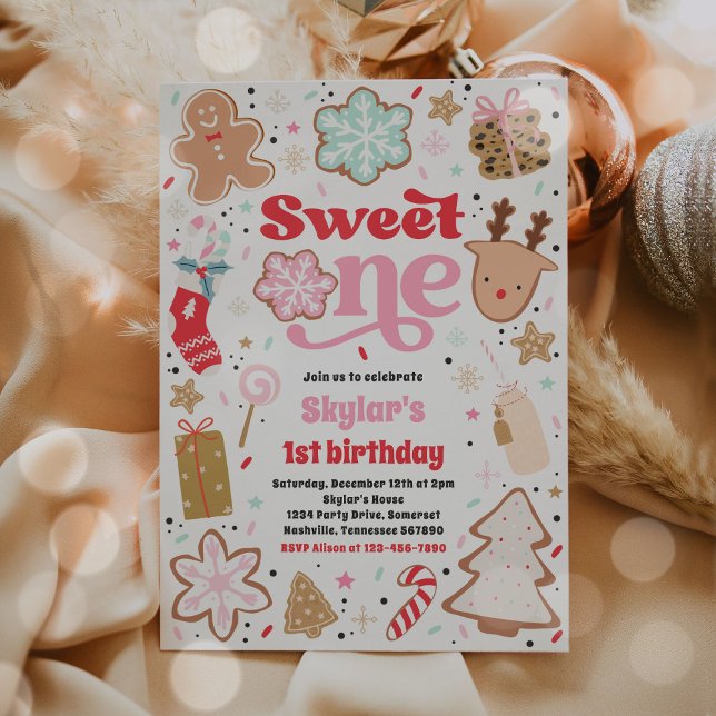 Christmas Cookie Sweet One 1st Birthday Party Invitation (Creator Uploaded)