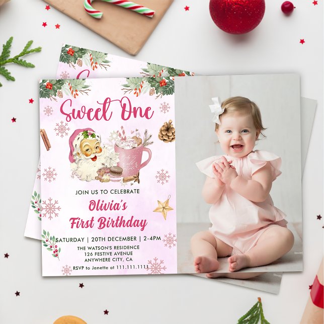 Christmas Cookie Sweet One 1st Birthday Photo Invitation (Creator Uploaded)