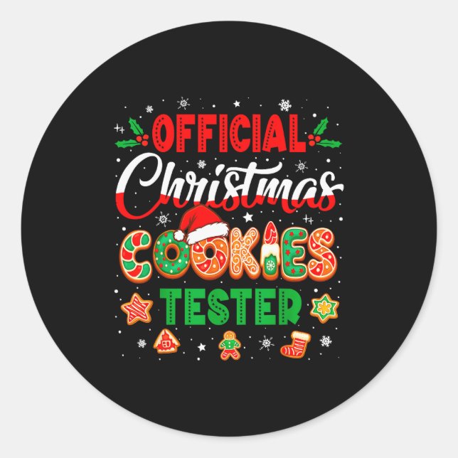 Christmas Cookie Tester Taster Baking Crew Toddler Classic Round Sticker (Front)