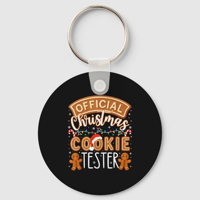 Christmas Cookie Tester Taster Funny Family Baking Key Ring (Front)