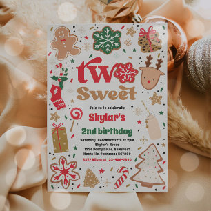 Christmas Cookie Two Sweet 2nd Birthday Party Invitation