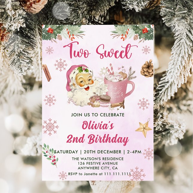 Christmas Cookie Two Sweet 2nd Birthday Party  Invitation (Creator Uploaded)