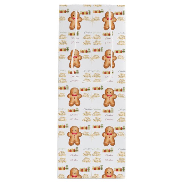 Christmas cookie wine gift bag (Front)