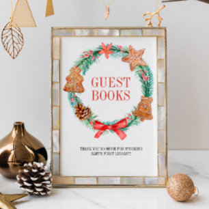Christmas Cookie Wreath Baby Shower Guest Books