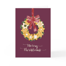 Christmas Cookie Wreath with Deep Plum Background