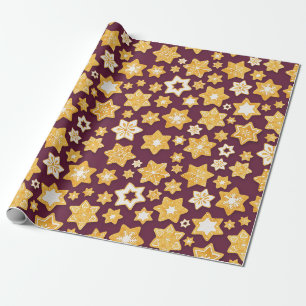 Christmas Cookie Wreath with Deep Plum Background Wrapping Paper