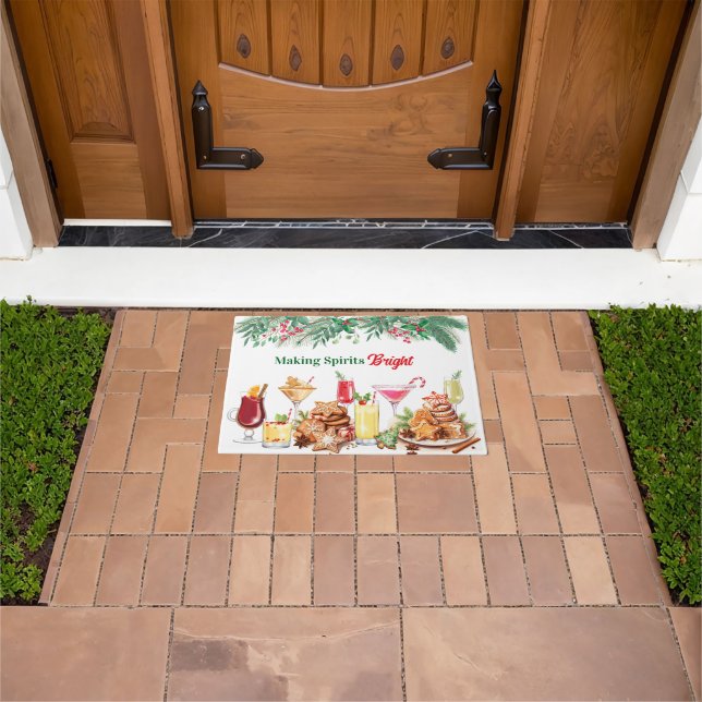 Christmas Cookies and Cocktails Holiday Doormat (Outdoor)