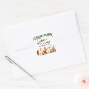Christmas Cookies and Cocktails Holiday Party Square Sticker