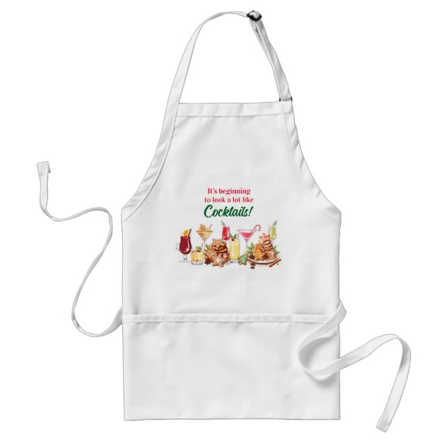 Christmas Cookies and Cocktails Holiday Standard Apron (Front)