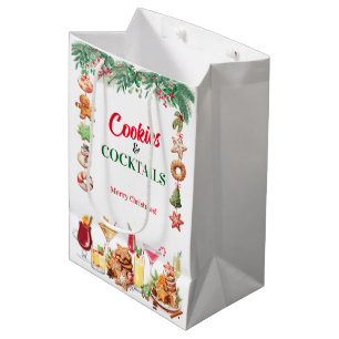 Christmas Cookies and Cocktails Medium Gift Bag