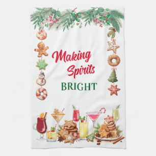Christmas Cookies and Cocktails Tea Towel