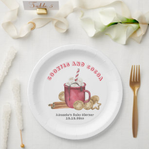 Christmas cookies and cocoa baby shower paper plate