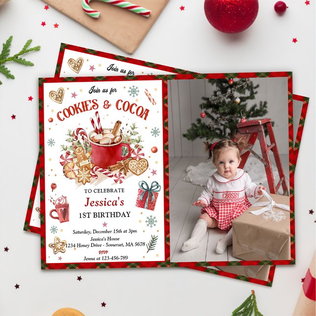  Christmas Cookies and Cocoa Birthday Photo Invitation (Creator Uploaded)