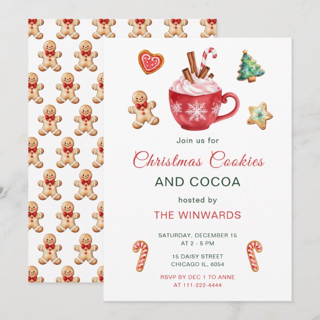 Christmas Cookies and Cocoa Party Invitation (Front/Back)