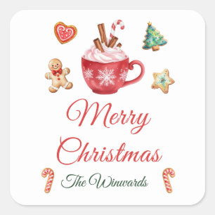 Christmas Cookies and Cocoa Party Square Sticker