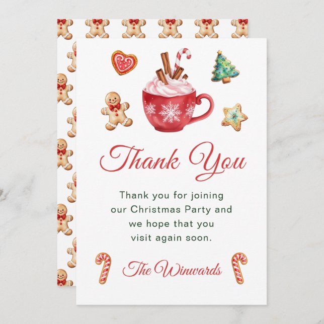 Christmas Cookies and Cocoa Party Thank You Card (Front/Back)