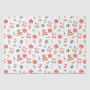 Christmas Cookies and Foliage Red Tissue Paper