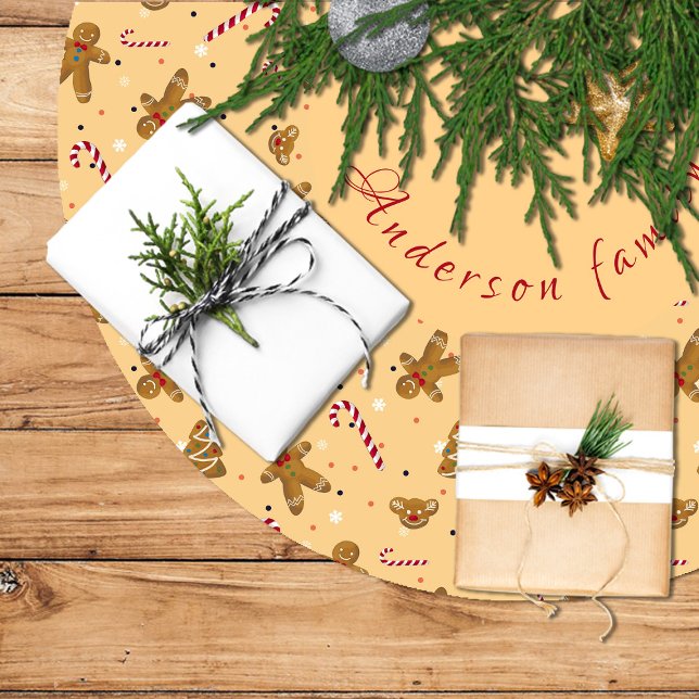 Christmas cookies and gingerbread men, candy canes brushed polyester tree skirt (Christmas cookies and gingerbread men, candy canes brushed polyester tree skirt
)