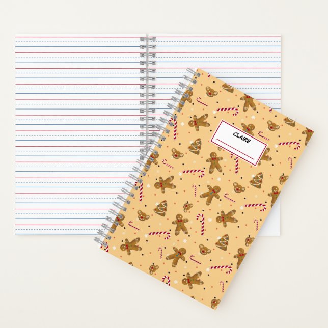 Christmas cookies and gingerbread men. Custom name Notebook (Inside)