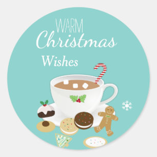 Christmas cookies and hot chocolate holiday classic round sticker