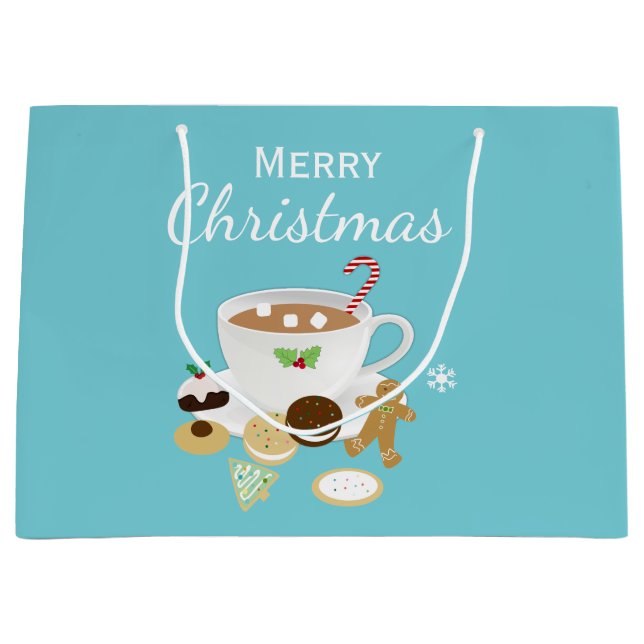 Christmas cookies and hot chocolate holiday large gift bag (Front)