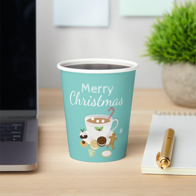 Christmas cookies and hot chocolate holiday        paper cups (Insitu)