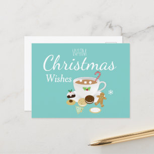 Christmas cookies and hot chocolate holiday     postcard