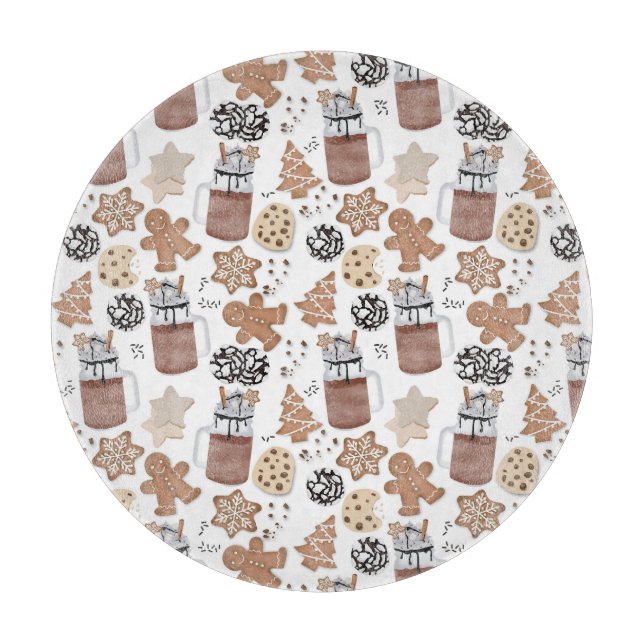 Christmas Cookies and Hot Cocoa Holiday Baking Cutting Board (Front)