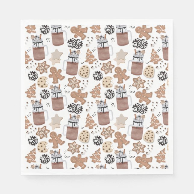 Christmas Cookies and Hot Cocoa Holiday Baking Napkin (Front)