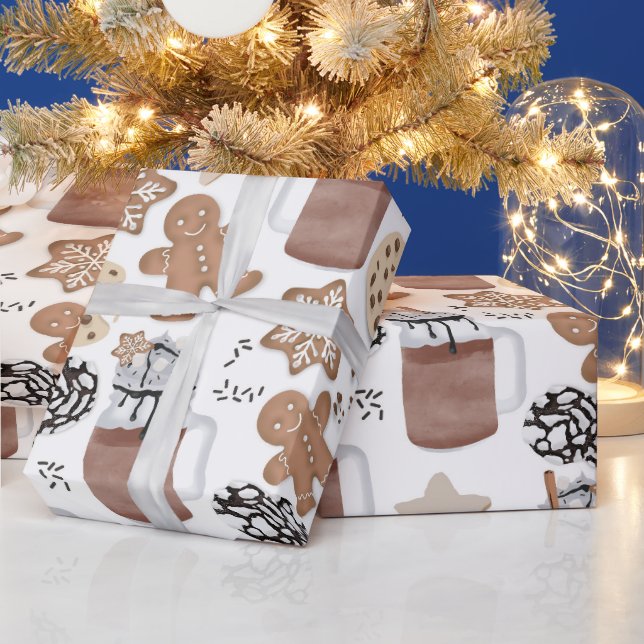 Christmas Cookies and Hot Cocoa Holiday Baking Wrapping Paper (Holidays)
